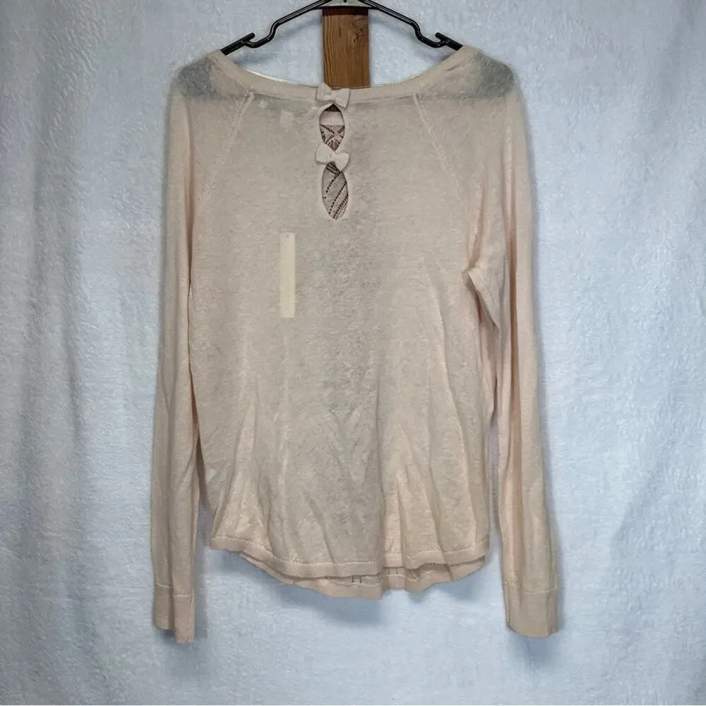 Lauren Conrad Light Pink Lace‎ Dreamer Long Sleeve Sweater Size M